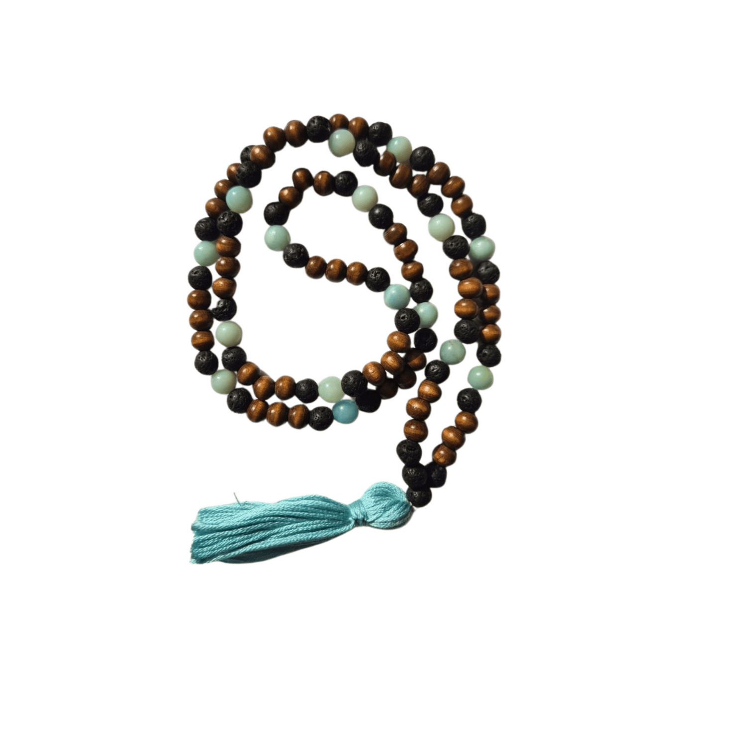 gemstone mala with lava highlights