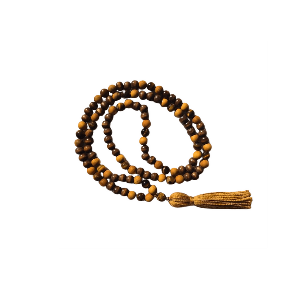 gemstone mala with tigers eye highlights
