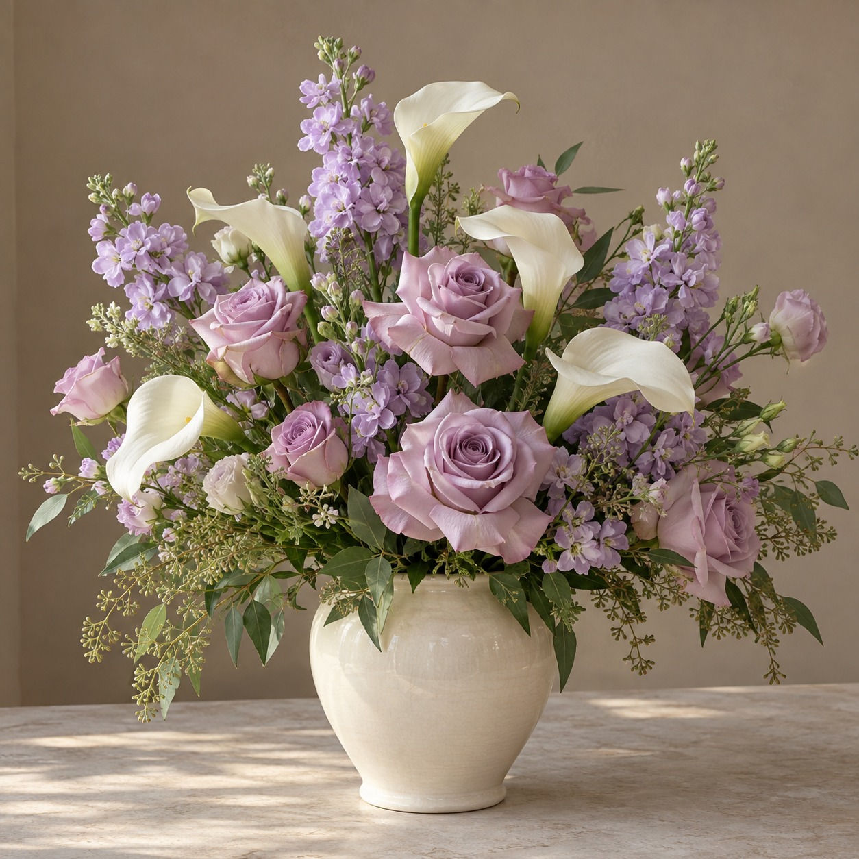 Lilac Rose & Calla Vase