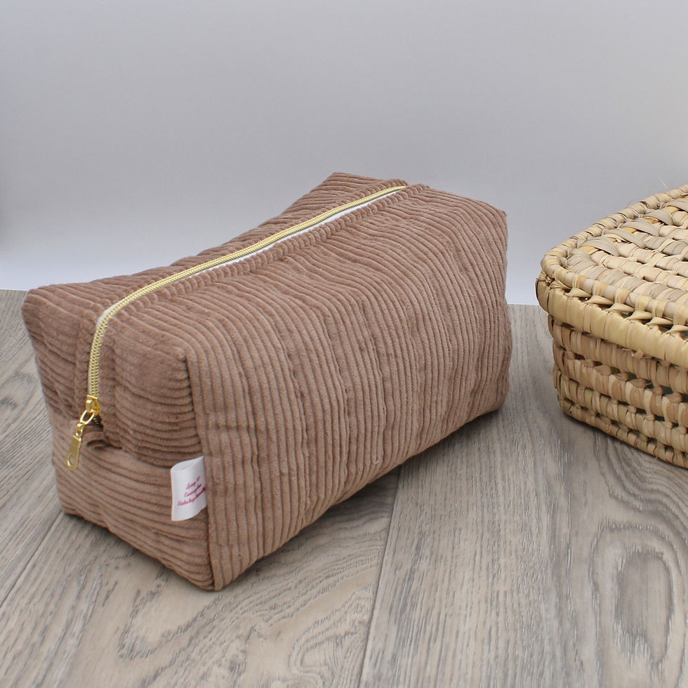 Miniature : Trousse de toilette matelassée - Velours côtelé -