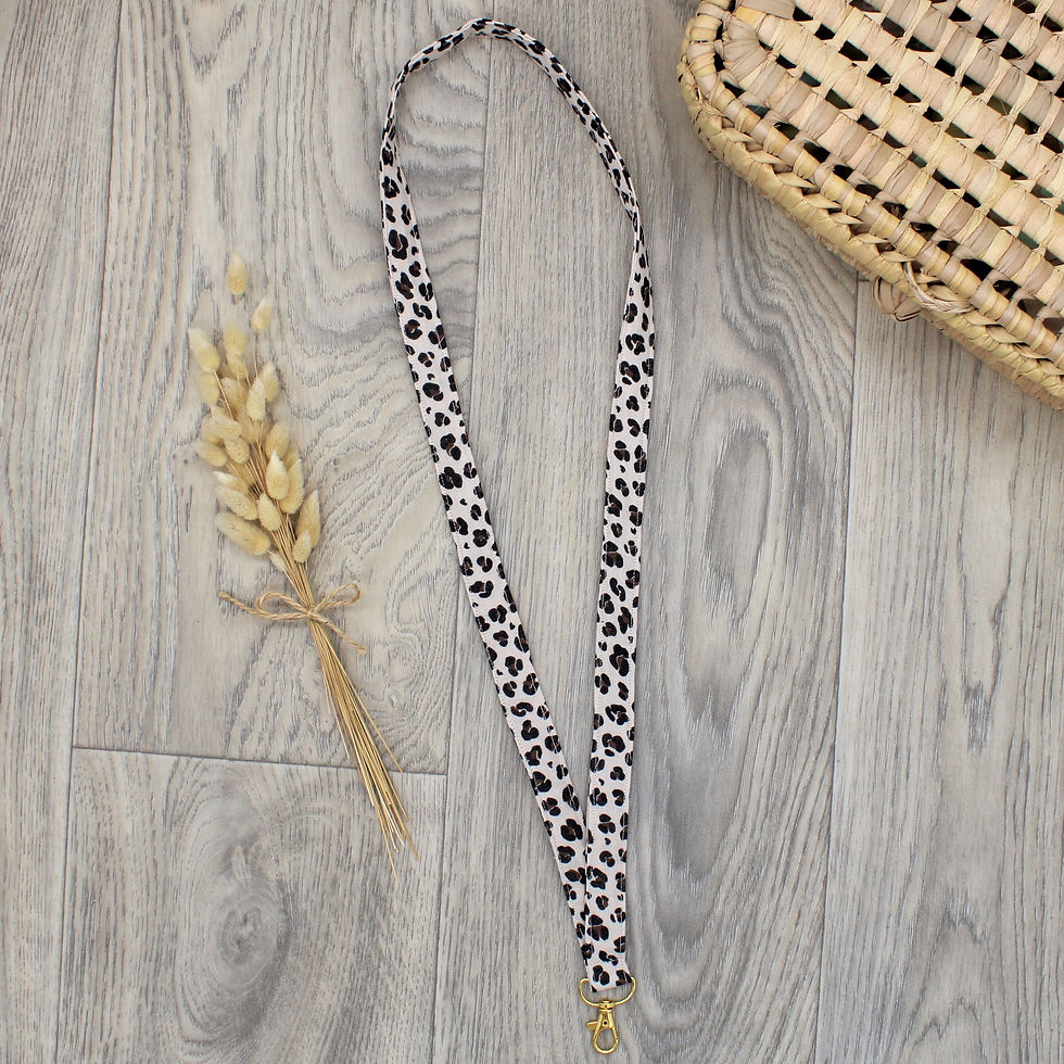 Tour de cou pour badge, clés... en double gaze Léopard