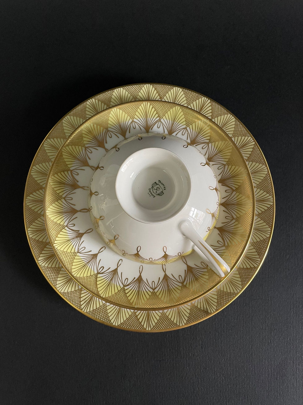 Miniatura: Trío de té, porcelana alemana Rosenthal 
