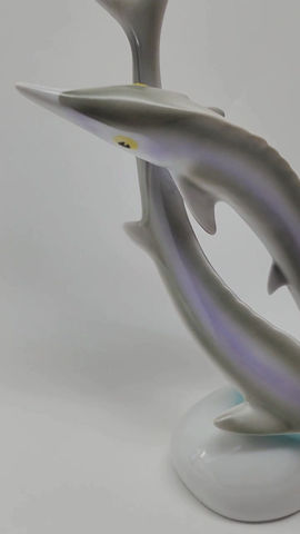 Figura Esturiones Porcelana Polaca