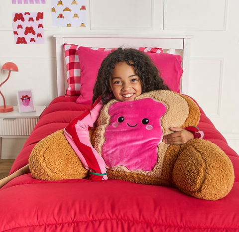 Rosie The Jam Toast Cuddle Cushion - Hot Pink/Natural
