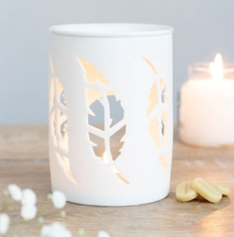White Feather Cut Out Oil Burner