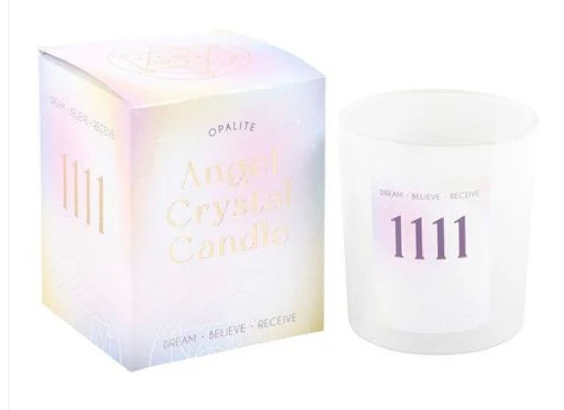 1111 Angel Number Crystal Chip Candle