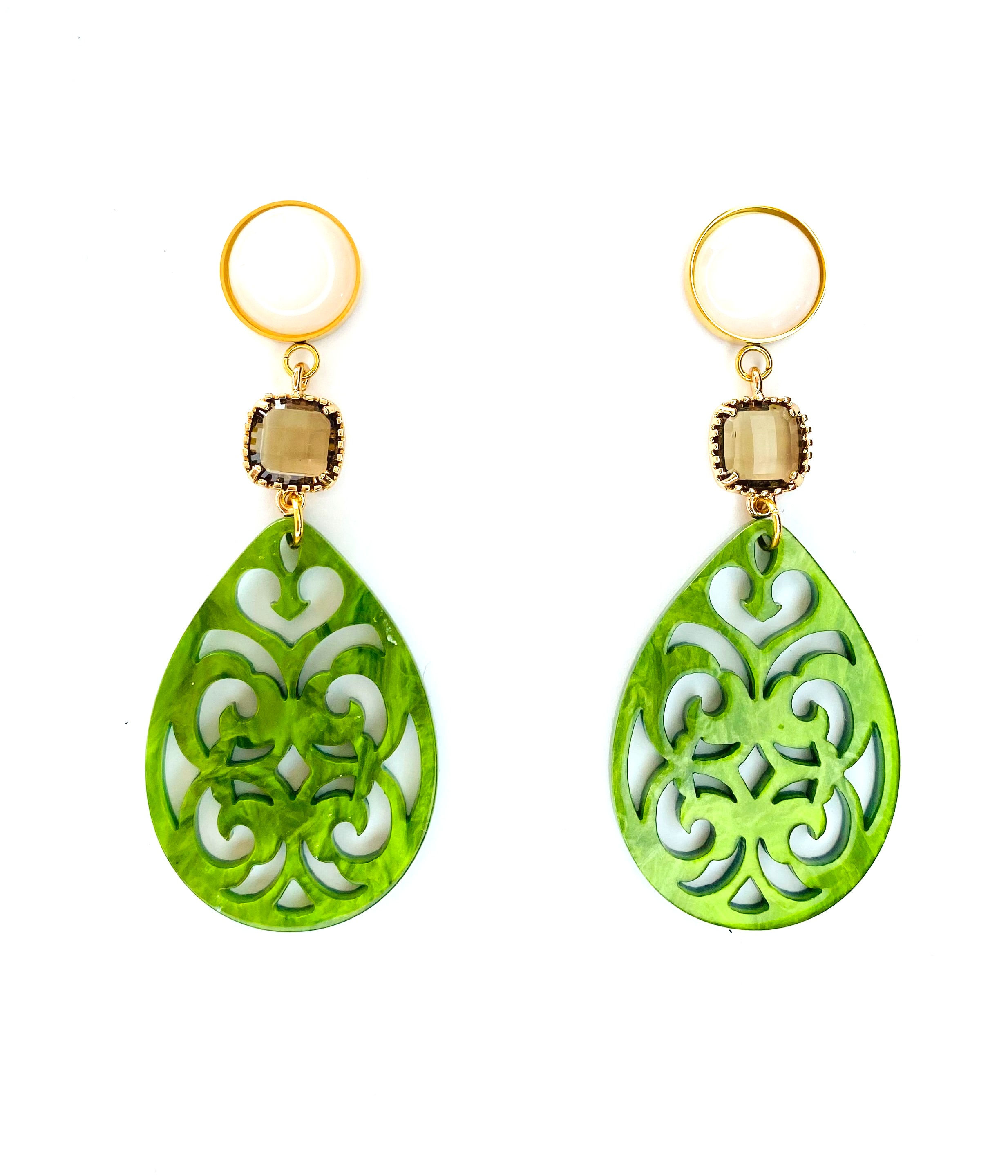 MALEYA Olive green - White shine