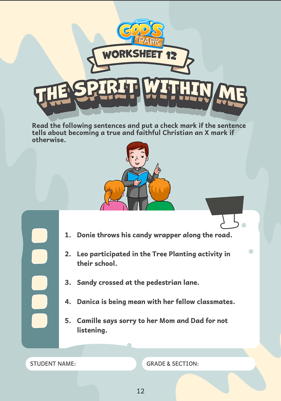 Thumbnail: FAITH AND GOOD WORKSHEETS