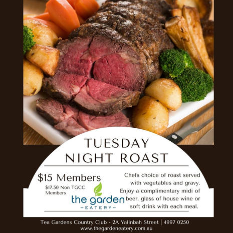 Tuesday Night Roast Special Menu Promo I