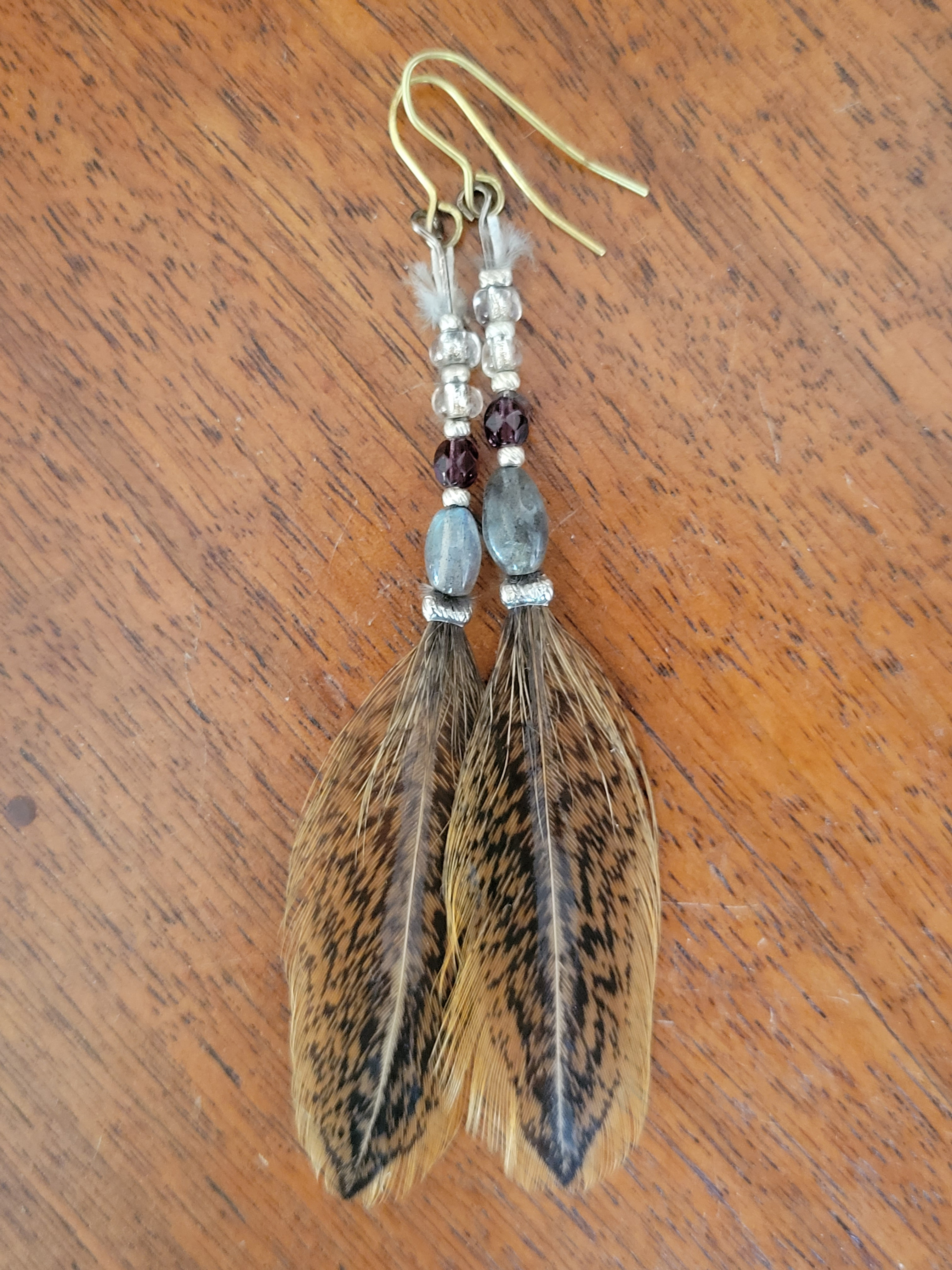 Beaded Feather Earrings