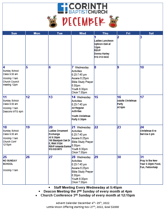 Calendar | Corinth Baptist
