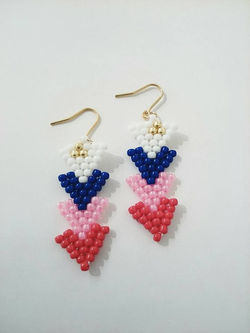 矢印ピアス（ホワイト×ネイビー×Ltピンク×レット）