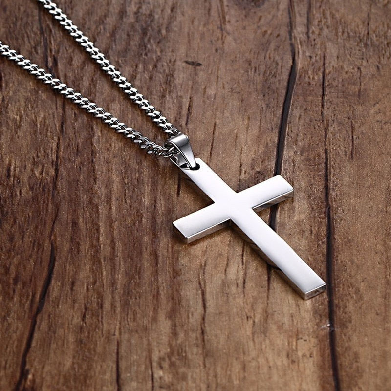 Thumbnail: Philippians 4:13  Cross Pendant for Men Necklace Stainless Steel 24" Chain