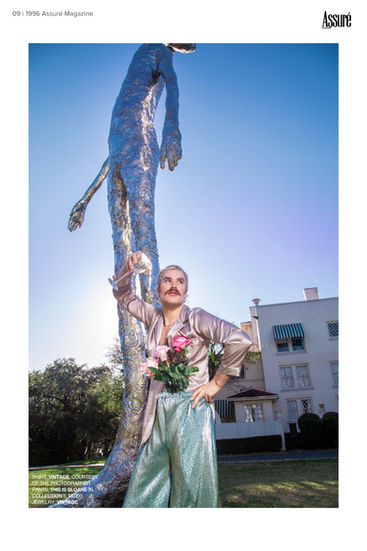 Jackson Montgomery wearing This Is Sloane pink clothing, photographed by artist Kat Alyst