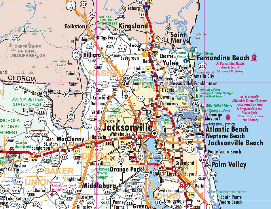 Northeat Florda highway map