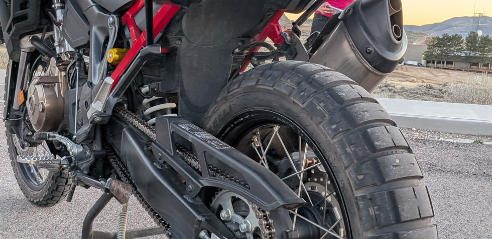 Closeup of a motorcycle rear tire