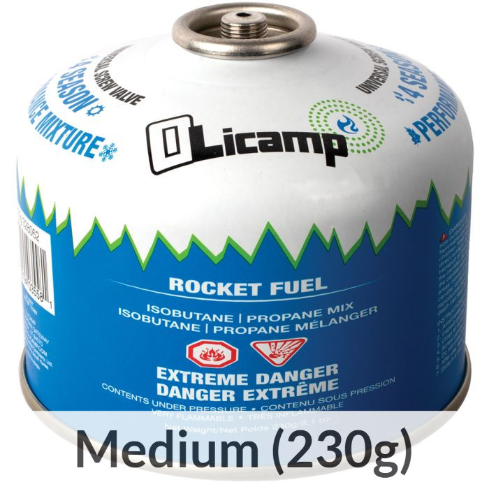 Thumbnail: Detail photos of a blue and white fuel canister