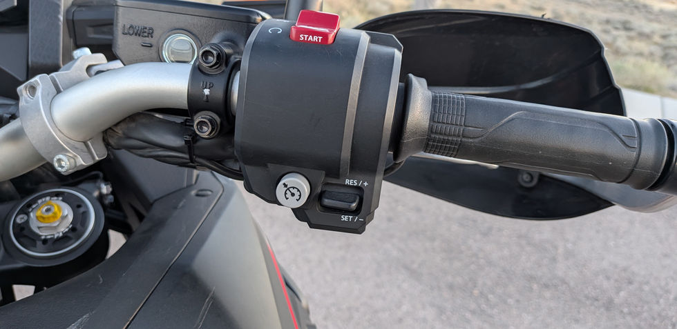 Closeup of motorcycle switchgear