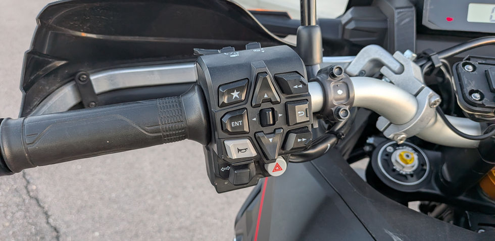 Closeup of motorcycle switchgear