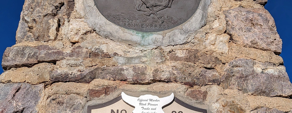 A historical marker describing a Pony Express route fact