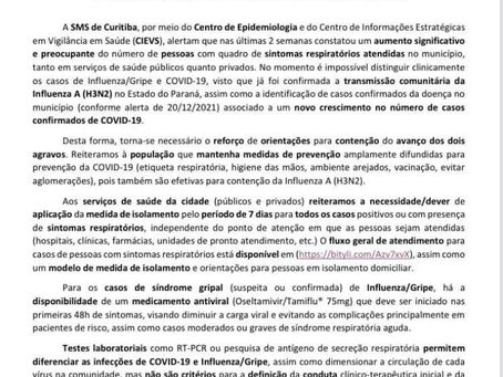 Nota Informativa de fonte da Secretaria Municipal da Saúde de Curitiba