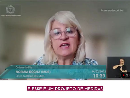 Noemia Rocha mostra-se favorável ao Projeto de Lei Ordinária nº 005.00105.2021