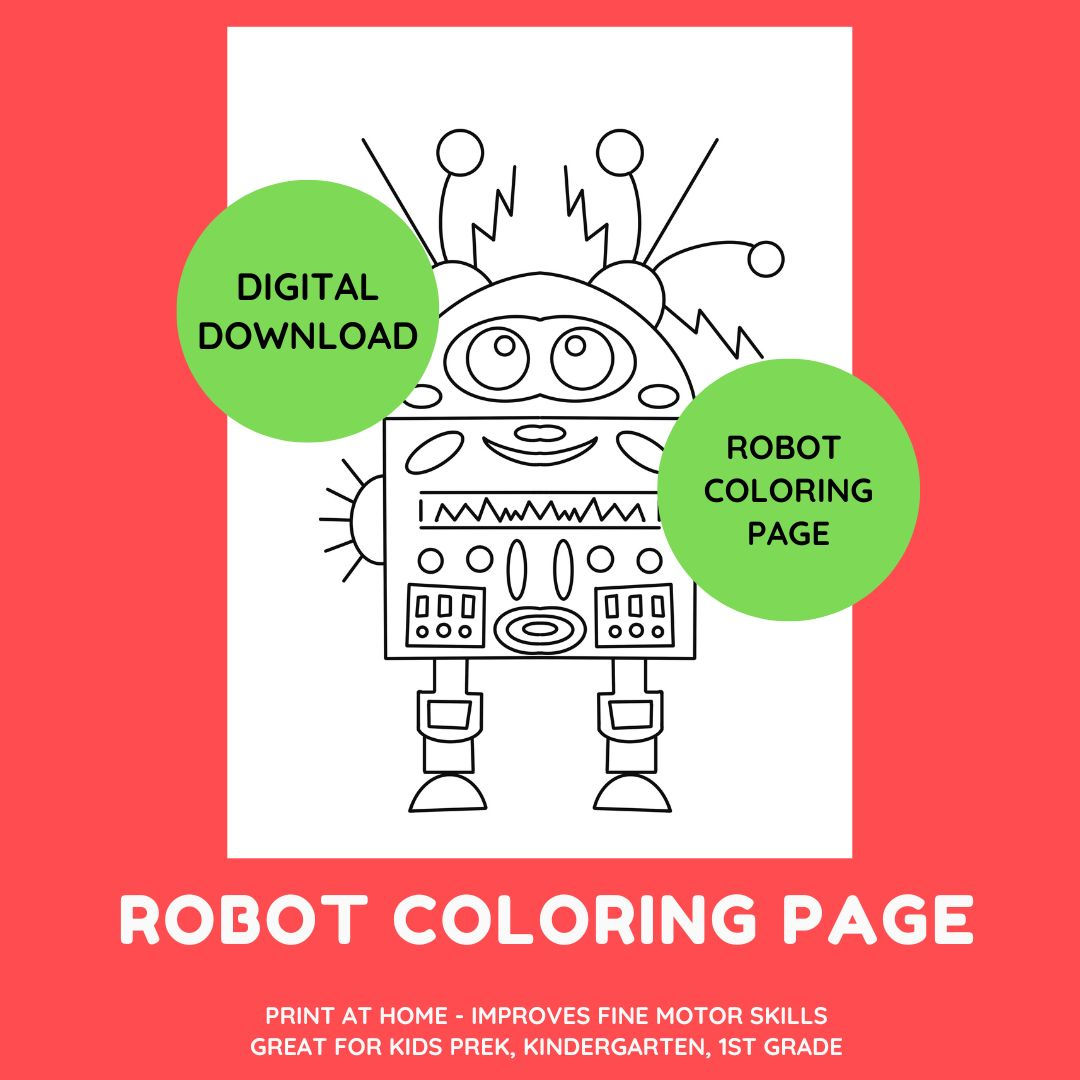 Robot 6 Lover Coloring Pages, Coloring Pages For Kids, Homeschool Coloring