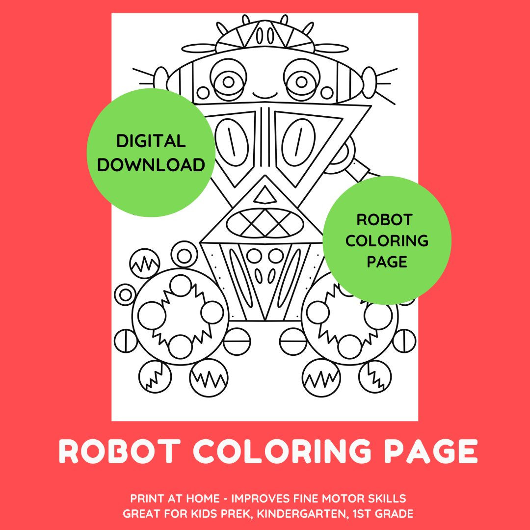 Robot 8 Lover Coloring Pages, Coloring Pages For Kids, Homeschool Coloring