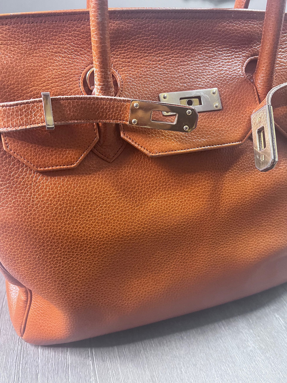 Thumbnail: Orange leather Birkin Inspiried bag