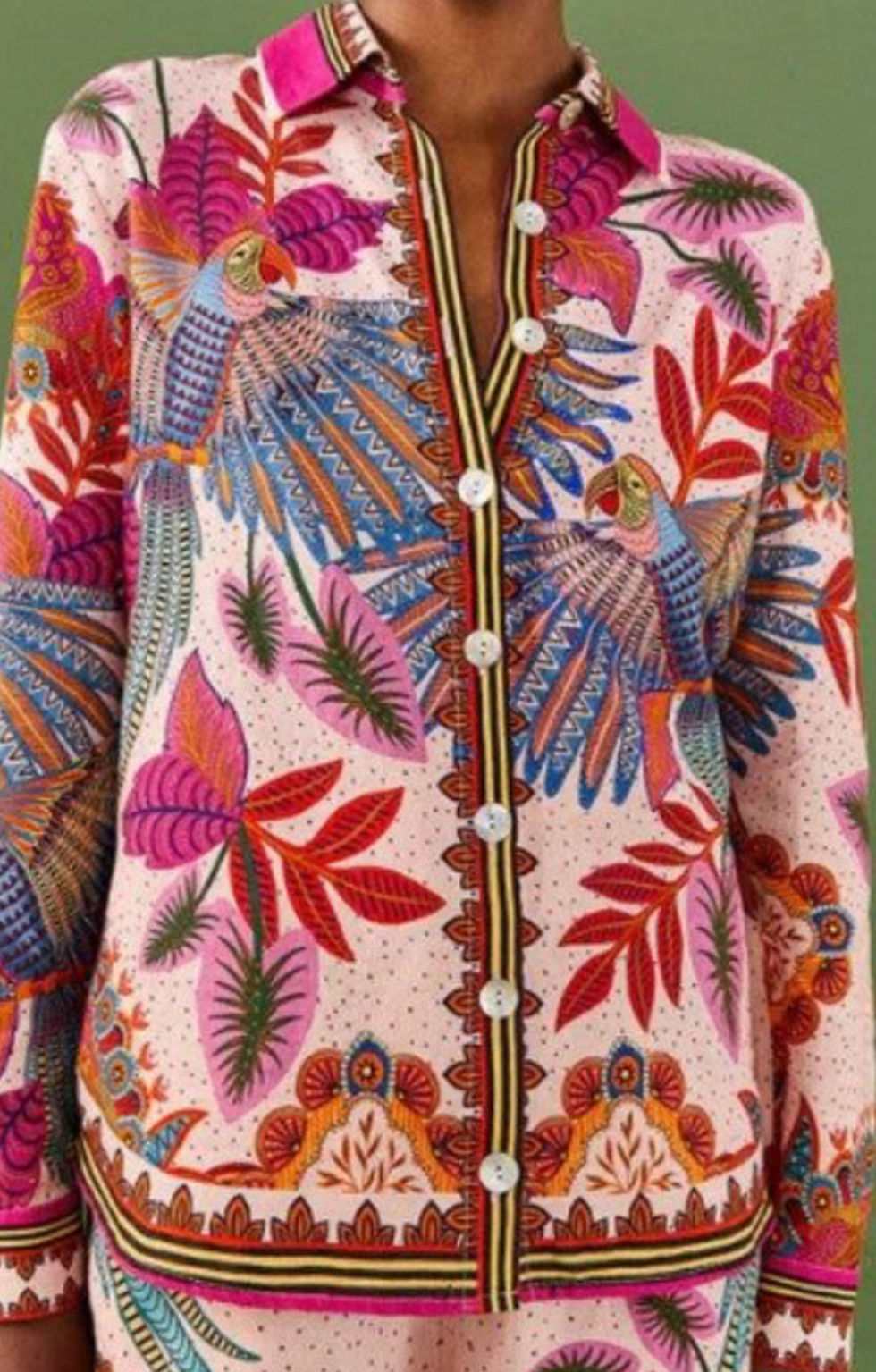 Thumbnail: Farm Rio Macaw Scarf Pink Top