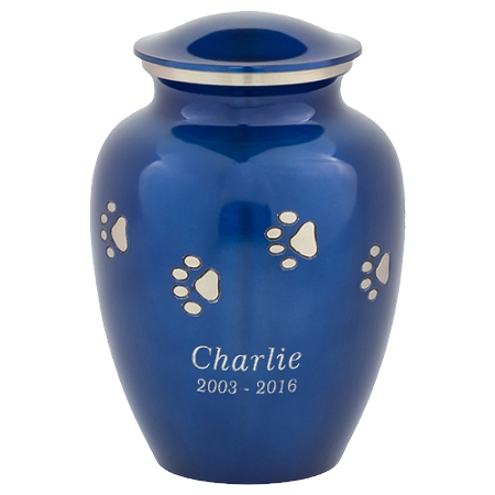 blue custom urn