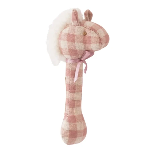 Rose Rattle Horse Stick Rattle Rose Check | The Blue Hare