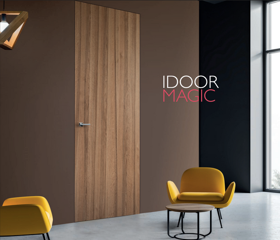 IDOOR® MAGIC è la nuova linea di porte a
filo muro, un prodotto di nuova concezione che
sviluppa e migliora le soluzioni attualmente presenti nel mercato: è la porta che si trasforma in
un elemento architettonico a tutti gli effetti e che contribuisce a far percepire lo spazio in modo armonioso ed omogeneo. È la naturale evoluzione
della porta IDOOR® con cerniere a scomparsa,
di cui riprende le caratteristiche che ne hanno decretato il successo. IDOOR MAGIC è la soluzione versatile della filo muro. Infatti è utilizzabile sia per
cartongesso che per muratura