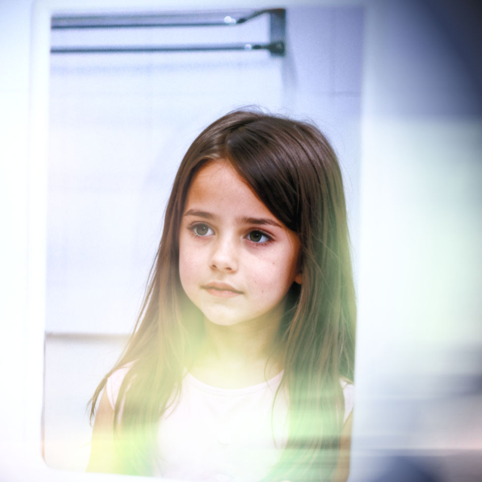 girl looking in the mirror