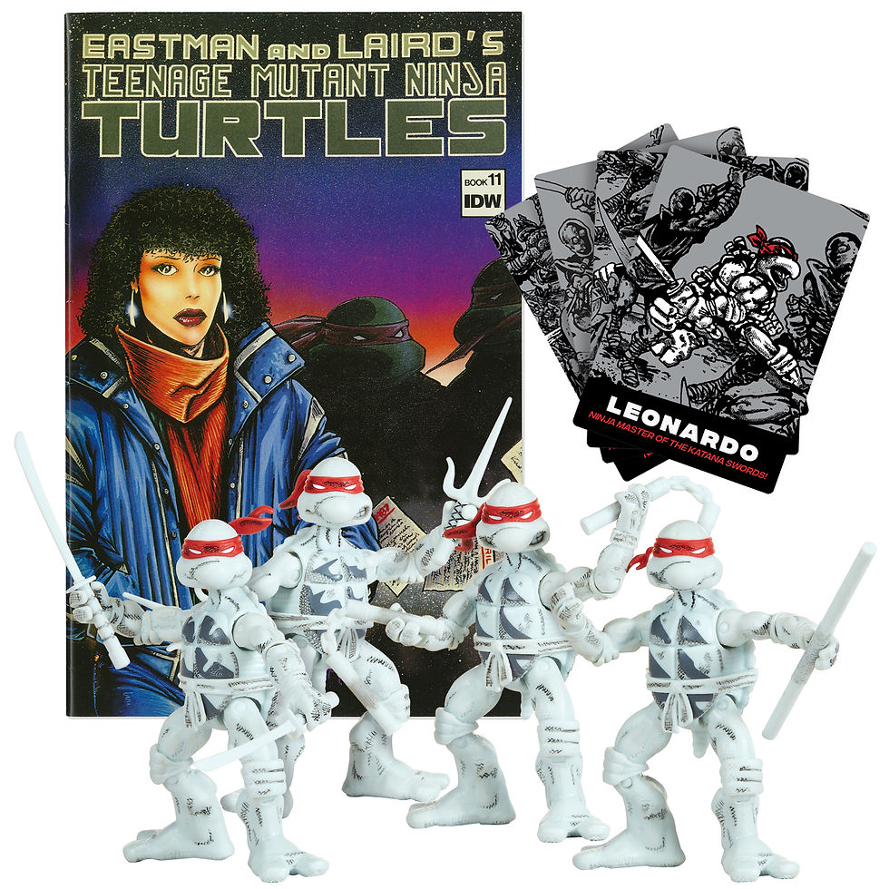 Thumbnail: TMNT - 40th Anniversary BW Comic book turtle figure 4 pack With Comic Book