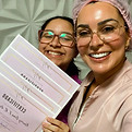 A foto da Michele Fernandez com uma aluna