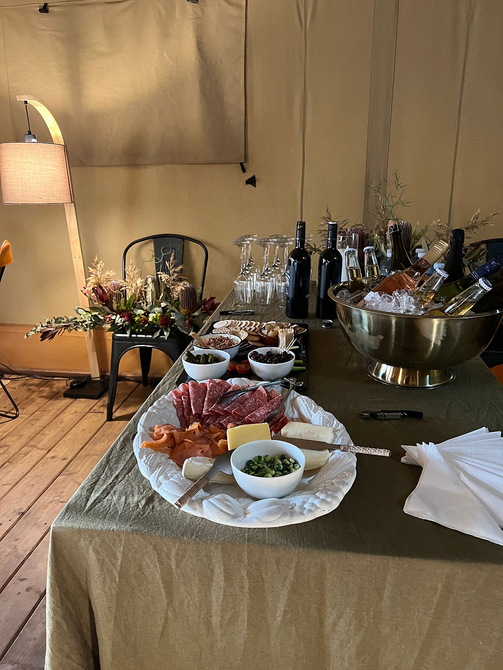 Grazing platters and drinks for a corporate group