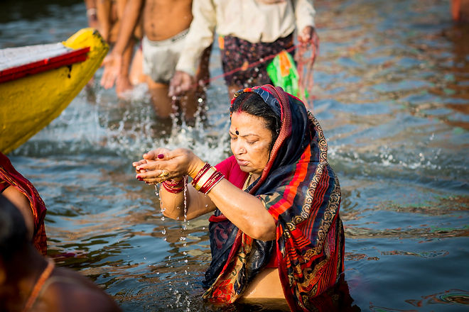 Pilgrim taking sacred bath
