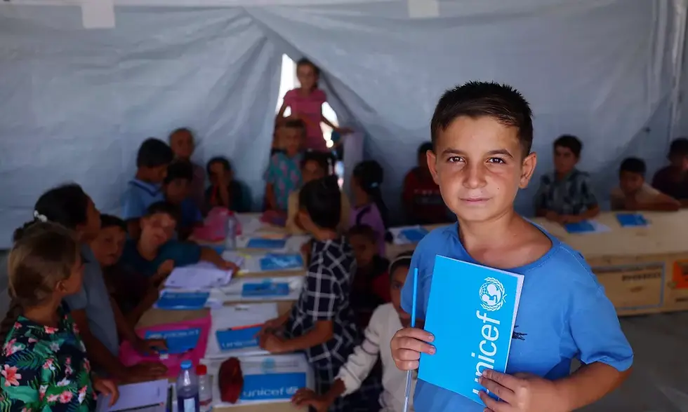 Laith, 10, is a student at the Asdaa Temporary Learning Space - Image from UNICEF State of Palestine (2024, November 21).