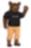 brown bear mascot wearing Team Comfort tee, khaki pants, and boots