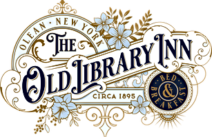 Old Library Inn Logo 3c Ginger Navy Blue