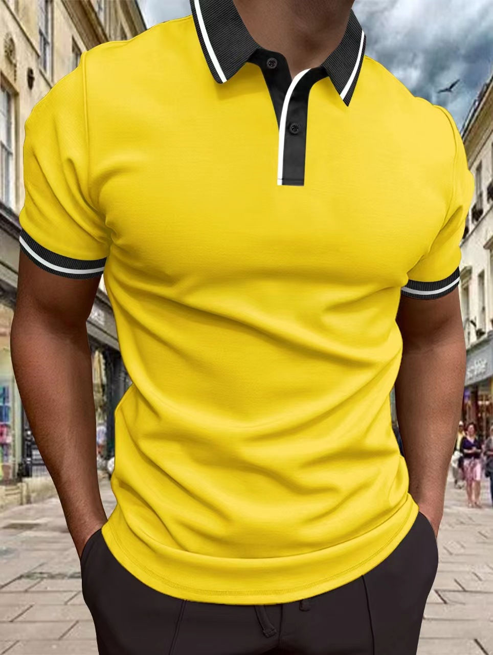 Thumbnail: Men's Short-sleeved Polo Shirt Thread Lapel