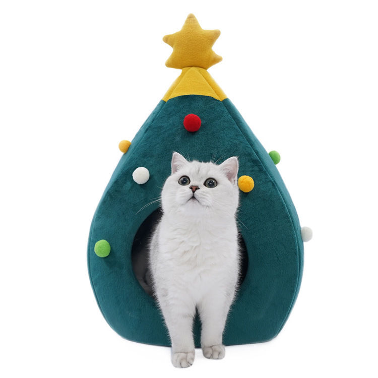 Thumbnail: Christmas Tree Pet Bed Winter Warm Pet Nest Cat House Dog pet supplies