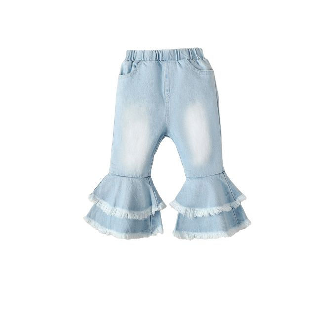 0-3 Years Toddler Baby Girl Pants Solid Bell-bottoms Jeans