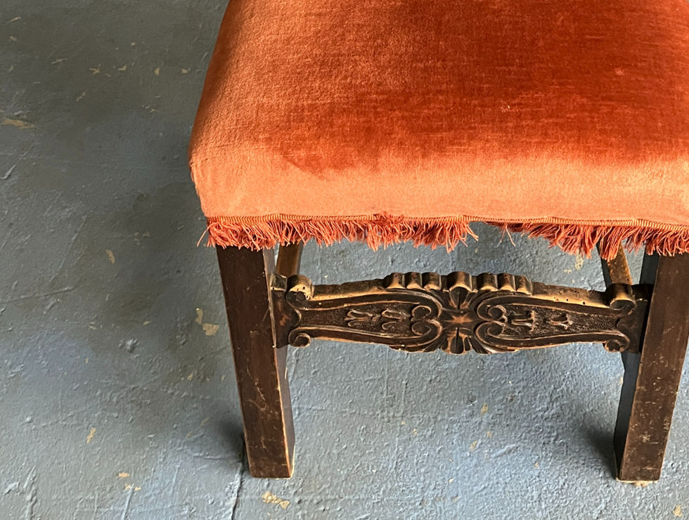 8 Rustic Venetian Dining Chairs Circa 1900 of Leather Velvet & Oversized Nail Heads