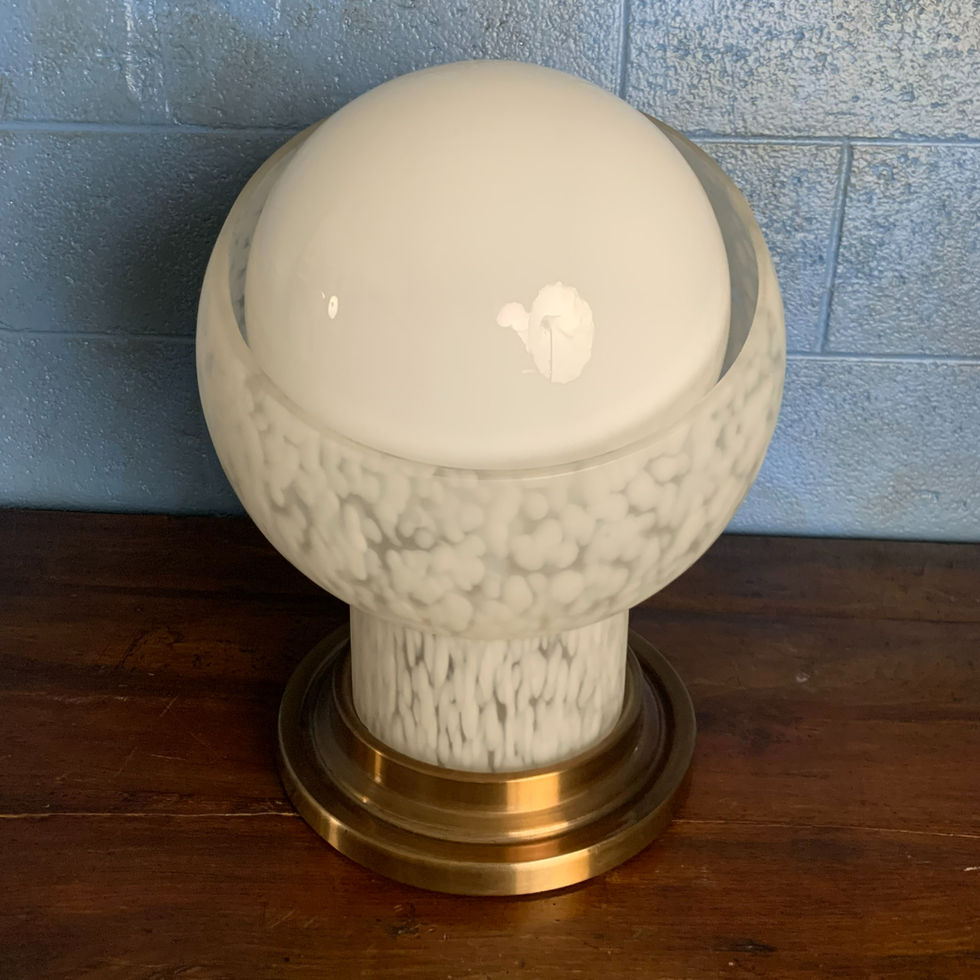 Italian Blown Glass Postmodern Table Lamp with Brass Base & Dimmer