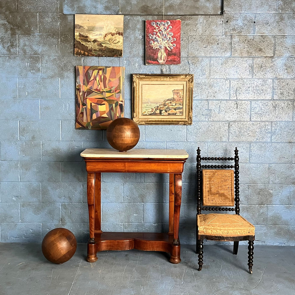 Spool-Turned Victorian Chair Circa 1880 Black Wood with Brass Cup