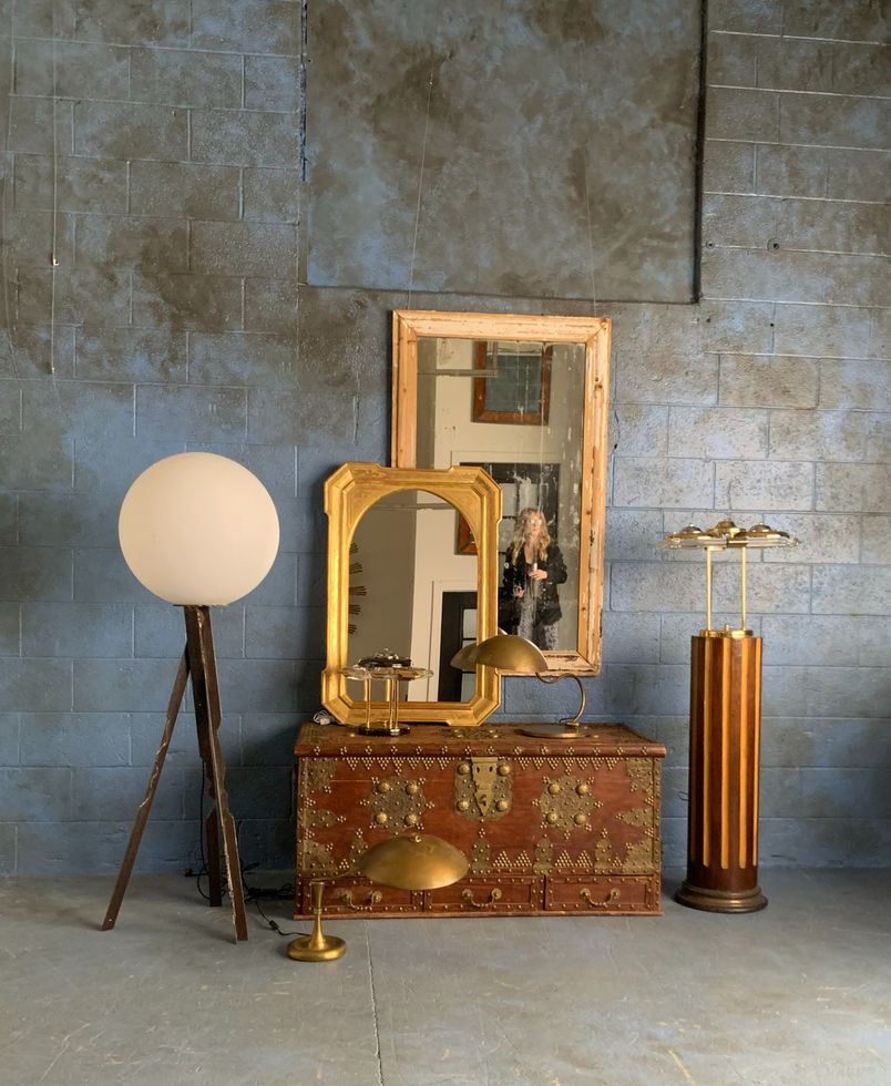 Brass and Glass Lamp Circa 1970