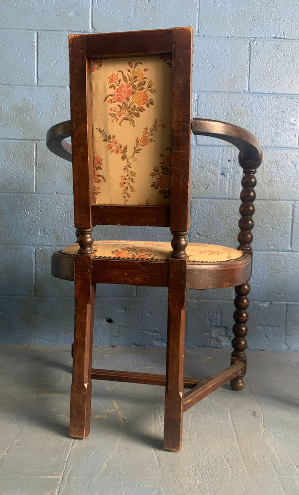 Neo-Basque French Carved Wood Armchairs Set of 2 1930's
