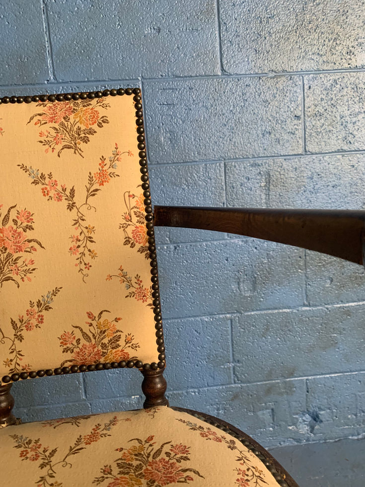 1930's Set of 2 Neo-Basque French Carved Wood Armchairs